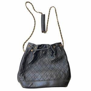 Ashneil black quilted leather vintage bucket bag
